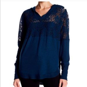 Melrose and market lace yoke hoodie